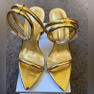 EUC Gold Strappy Statement Heels